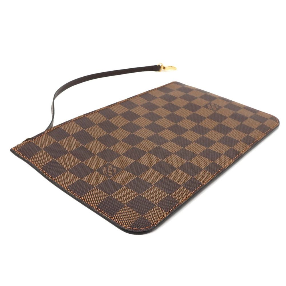 LOUIS VUITTON Brown Damier Leather Neverfull Pouch - Picture 3 of 7